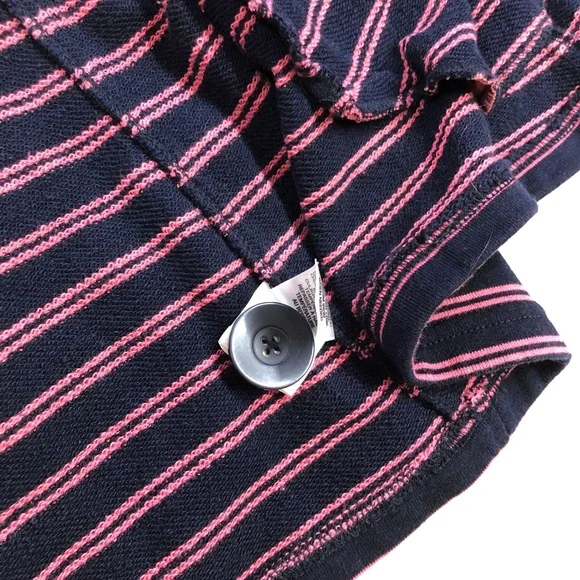 Merona EUC Navy & Pink Striped Double Breasted Knit Jacket w/Tie Belt Large - Picture 12 of 14